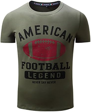 Rughe Men's Original American Football Legend Never say Never Slim Fit Tee Amry Green 2XL
