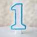 Number "1" Numerals Birthday Party Cake Candle - Glitter Blue & White