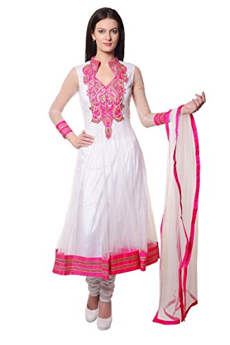white and pink anarkali
