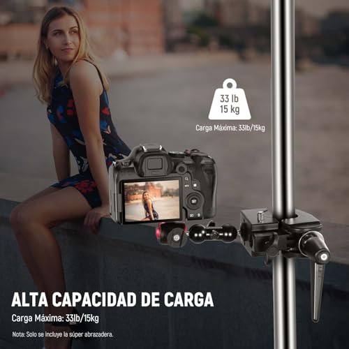 Neewer - Paquete de 2 súper Abrazaderas con Tornillo de 5/8 Pulgadas, Bloqueo de Resorte, Agarre de mandíbula de 2.4 Pulgadas, Abrazadera de Poste de Cangrejo Resistente para Superficie Plana de Tubo