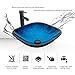 eclife 24'' Modern Bathroom Vanity And Sink Combo Stand Cabinet and Square Blue Glass Vessel Sink and 1.5 GPM Bathroom Brass Faucet and Brass Pop Up Drain & Mounting Ring A4B2-S