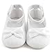 Delebao Baby Girl Infant Satin Mary Jane Baptism Shoes Dance Ballerina Slippers (0-6 Months, White & Socks)