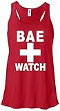 Bae Watch Lifeguard Funny Women's Bay Flowy Racerback Tank Top Shirt