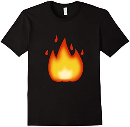 Mens Emoji T Shirt Fire, Flame Hot Tee tshirt T SHIRTS Small Black
