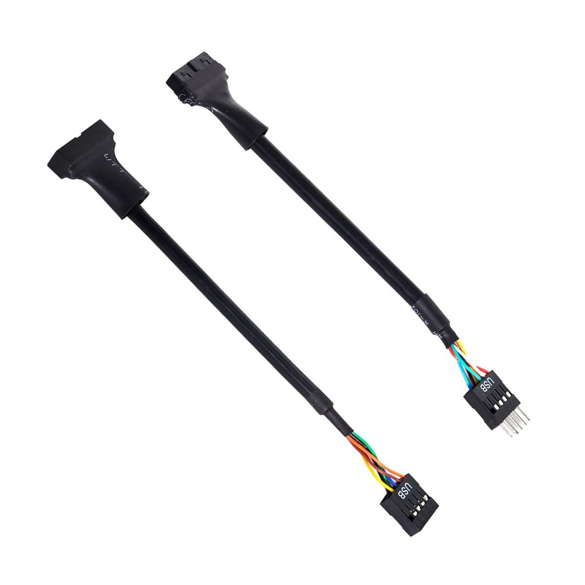 cablecc 2pcs USB 2.0 9Pin to USB 3.0 20pin Housing Header Female Cable Reversible for Motherboard — image 1