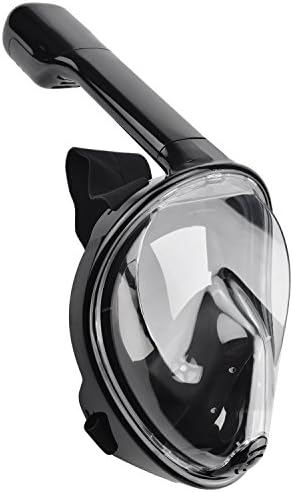 Snorkel/Diving Mask 180° Panoramic Full Face with GoPro Attachment & Carrying Bag - Snorkeling Design with Anti-fog and Anti-leak Technology (BLACK, S/M)
