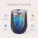 Maars Bev Stainless Steel Stemless Wine Glass Tumbler with Lid, Vacuum Insulated 12 oz Cup | Spill Proof, Travel Friendly, Classic Cocktail Drinkware - 2 Pack Midnight Blue