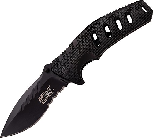 Master Cutlery MT-A851BK 5" Folder, Black 1/2 Serr Blade, Black Aluminum Handle with Clip