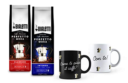 Bialetti You&Me Tazza Set, 2 tazze Nero e Bianco e 2 Sacchetti Caffè Macinato Perfetto Moka Gusto Classico e Intenso da… – Bild 3