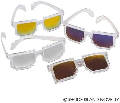 8 Bit Retro Pixel Mirror Sunglasses By The Gristmill Market, Party Favors for All Ages 12 Pack