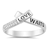 Sterling Silver Love Waits Promise Band Purity Ring Sizes 7