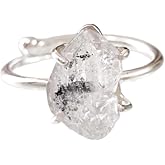 Natural Herkimer Diamond Ring, Rough Herkimer Diamond Ring, Birthstone, Cross Band, 925 Sterling Silver, Womens Ring, Christmas, Thanksgiving, Handmade, Statement Jewelry, Rough Gemstone Jewelry