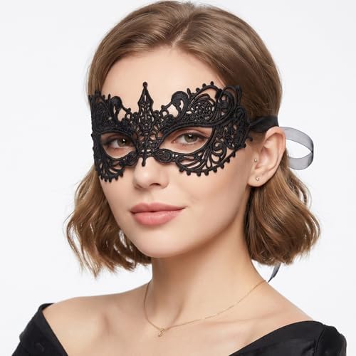 Amazon.com: Mordarli Masquerade Mask for Women Black Lace Eye Mask