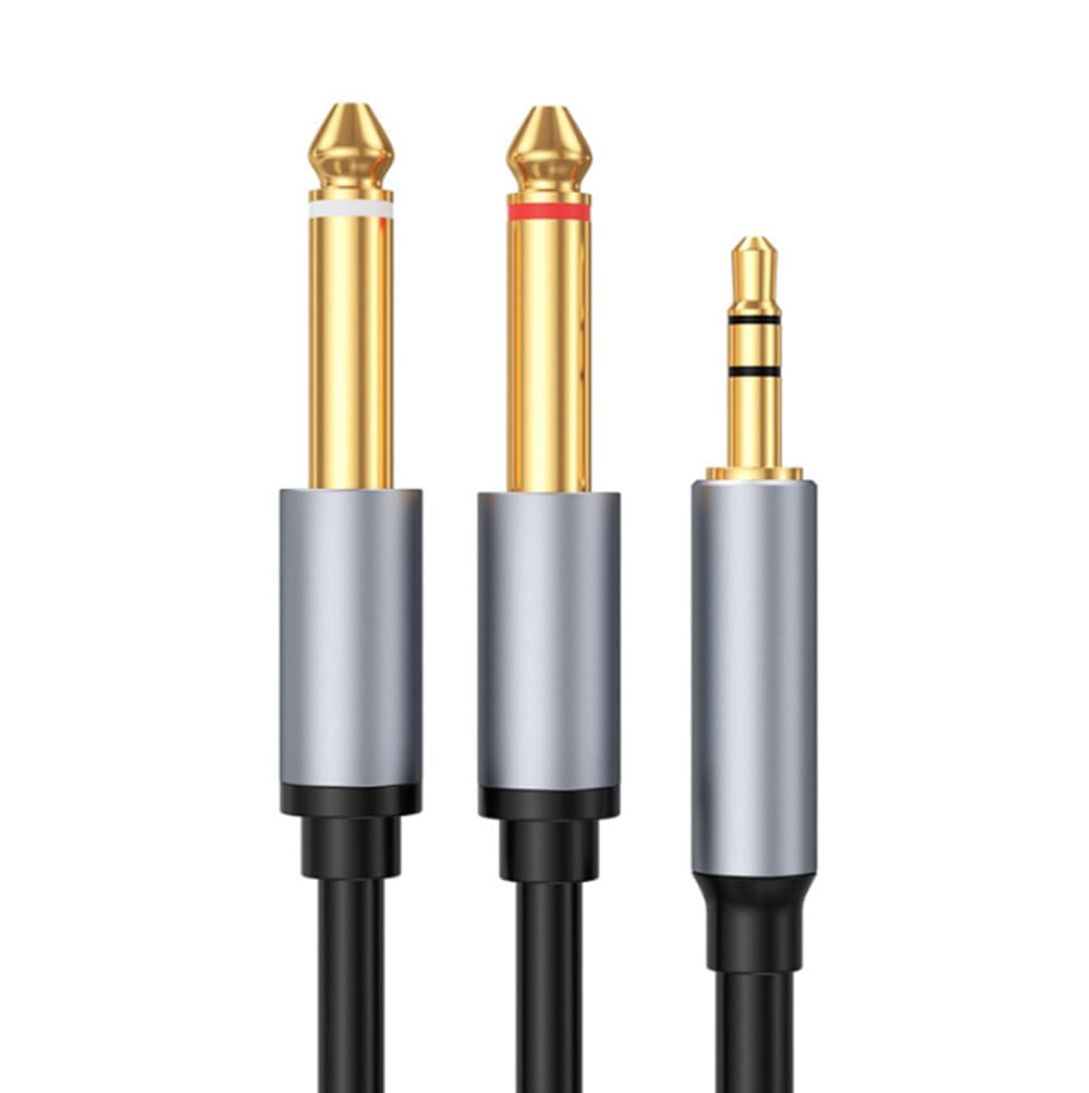 H.May Dual 6.35mm to 3.5mm Audio Cable,One-In-Two Splitter Audio Cable,Audio Connection Cable,Stereo Audio Cord,Compatible with Mixer, Audio Recorder, Amplifier (1.5 Meters)