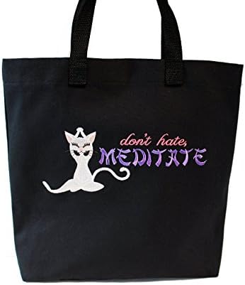 Expressions Totebags - Yoga Theme. "Don't Hate - Meditate" inspirational theme canvas tote