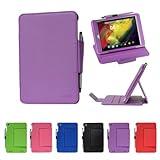 i-UniK HP 8 Model 1401US Tablet Slim Folio Protection Case Bonus Stylus Pen (Purple)