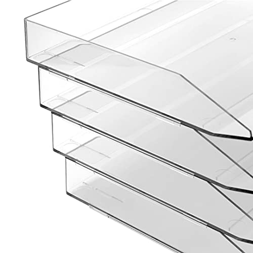 Acrimet Stackable Letter Tray - 2 Tier Side Load Desktop File Organizer In Clear Crystal