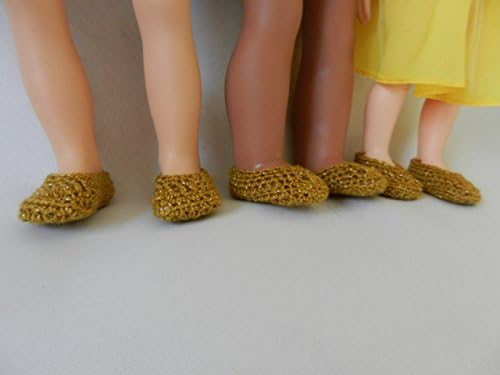 Doll Slippers Gold sparkle fit American Girl, Disney Toddler Princess, Baby Alive, Journey Girls, Our Generation and other 18 inch dolls..