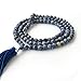 OVALBUY 8mm 108 Blue White Stone Beads Buddhist Prayer Mala Necklace/Wrist Mala