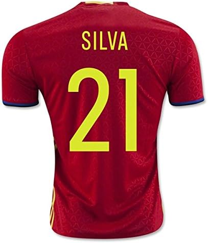 Spain Home Soccer Jersey Euro 2016 (S - Small, SILVA # 21)