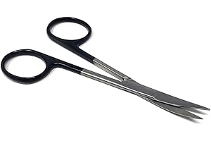 HIGH TECH INSTRUMENTS Premium Iris Supercut Micro Dissecting Scissors Curved 4.5" with One Serrated Blade (HTI Brand)
