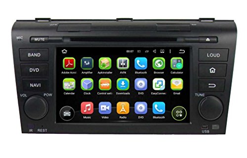 7 Inch 2 Din Android 5.1.1 Lollipop OS Car Radio Player for Mazda 3 2004 2005 2006 2007 2008 2009,Quad Core 1.6G Cortex A9 CPU 16G Flash 1G DDR3 RAM 1024x600 Touchscreen GPS DVD Aux Input OBD2