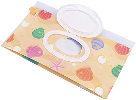 Ellepigy Cartoon Clutch Baby Wet Wipes Tote Bag Clamshell Clean Tissue Pouch Cute Cosmetic Napkin Container (Shell)