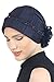 Braided & Pearl Detail Headwear | Hairloss Hats and Turbans (Navy)