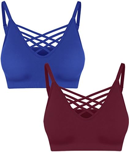 WeSeeFashion Strappy Caged Seamless Padded Bra – Cami Top with Removable Pads S-3X 1/2/3 Sets