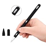 Teyomi Compatible with Apple Pencil 2nd Generation Case,Protective Silicone Sleeve for Apple Pencil 2 Case with 2pcs Nib Cover (Black)