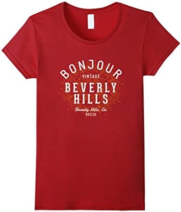 Womens Retro Vintage California Beverly Hills T Shirt XL Cranberry