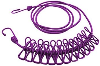 yanhongy Portable Outdoor Travel Flexible Adjustable Clothesline with 12 Clothespins Indoor / Outdoor Windproof Clothesline purple