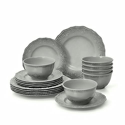 TP 18Piece Dinnerware Sets Service for 6, Melamine Dinner Plates and