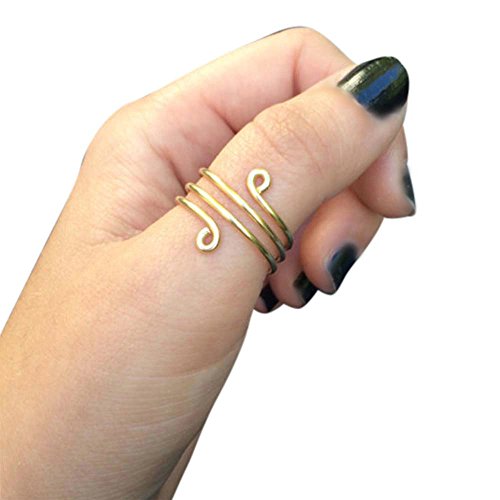 14k Gold Filled Swirl Wrap Around Coil Adjustable Thumb Finger Ring