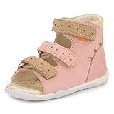 Memo Dino First Walking Orthopedic Ankle Support Natural Leather Sandal, Pink, 5.5 M US Toddler (21 EU)
