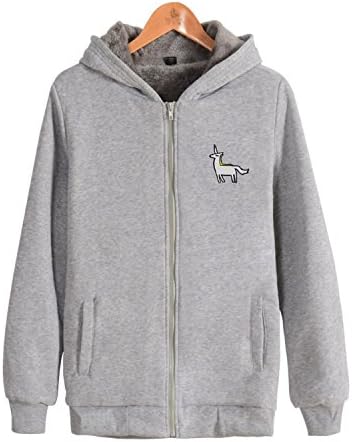 Huiyingjieyi Birthday Unicorn Winter Plus Size Full Zip Hooded Coats Outerwear Sweatshirt Jackets