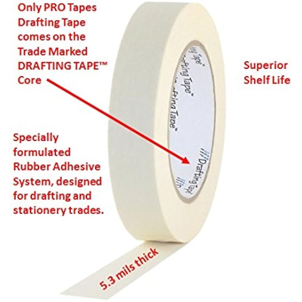 ProTapes Drafting Crepe Paper Industrial Grade Masking Tape, 60 Yds