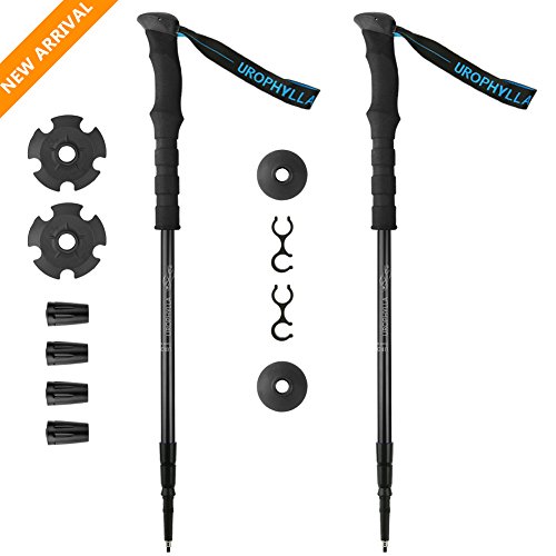 UROPHYLLA Trekking Poles, Anti- Shock Aluminum Hiking Poles Lightweight Hiking/Climbing/Backpacking/Durable Walking Sticks with Useful Wrist Strap and Assorted Tips Perfect for Travel, 1 Pair - Thumbnail 7