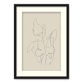SIGNFORD Black Framed Canvas Wall Art Line Drawing...