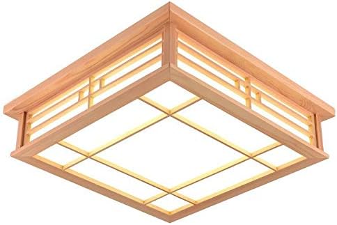 MuaMua Orginal Wood LED Ceiling Light Flush Mount Japanese Ceiling Light Chandeliers Lamp For Bedroom Living Room Dining Room Kitchen (Warmlight)