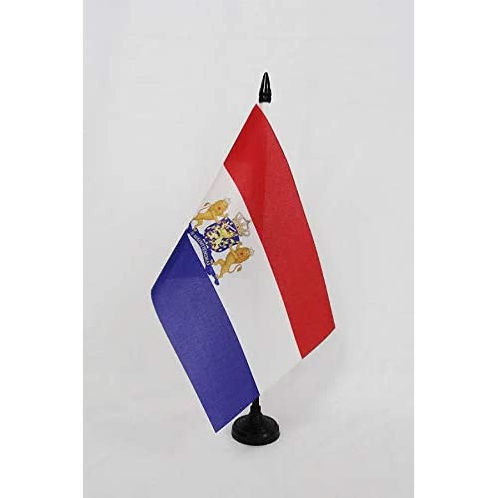AZ FLAG United Kingdom of the Netherlands 1815-1908 Table Flag 5'' x 8'' - Netherland historic Office Decoration 100% Polyester 21 x 14 cm - Mini Desk Flag with Pole and Black Plastic Base