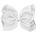 White Grosgrain Bow Clip - Extra Large Bows with Alligator Clips by CoverYourHair