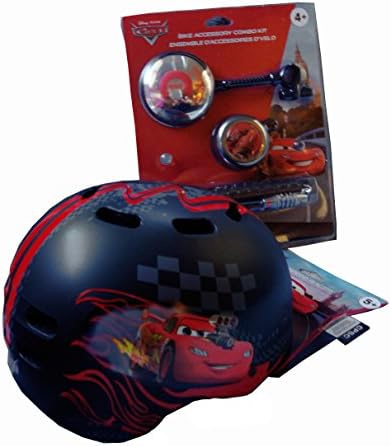 Disney Race Cars Helmet with Bike Lock, Bell and Mirror Set - Ages 5+