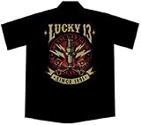 Lucky 13 Amped Spark Plug and Pistons Hot Rod Car Work Shirt