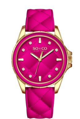 SO&CO New York Women's 5201.2 SoHo Quartz Pink Quilted Leather Strap Watch