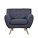 Divano Roma Furniture Mid-Century Modern Style Sofa/Love Red, Yellow, 2, 3 Seat (Grey Blue, 1 Seater)