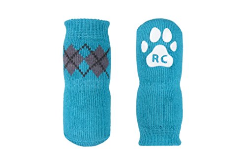 RC Pet Products Pawks Dog Socks Paw Protection, XSmall, Aqua Argyle