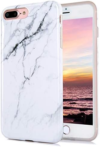 TRENSOM Marble iPhone 8 Plus Case iPhone 7 Plus White Case IMD Hybrid Hard TPU Shockproof Phone Cases for Women Girls Men Boys[5.5"]