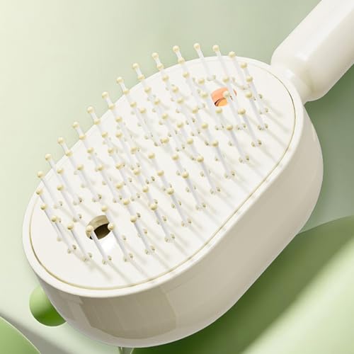 Electric Steam Brush, Hairbrush Mister Tool, Rechargeable Hair Straightener Brush with Detangling Comb, Portable Cordless Hair Tool, Ideal for Home Hair Cleaning Styling (A)