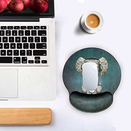 Ergonomic Mouse Pad with Wrist Support,Dooke Cute Wrist Pad with Non-Slip Rubber Base for Computer, Laptop, Home Office Gaming, Working, Easy Typing & Pain Relief, Elephant